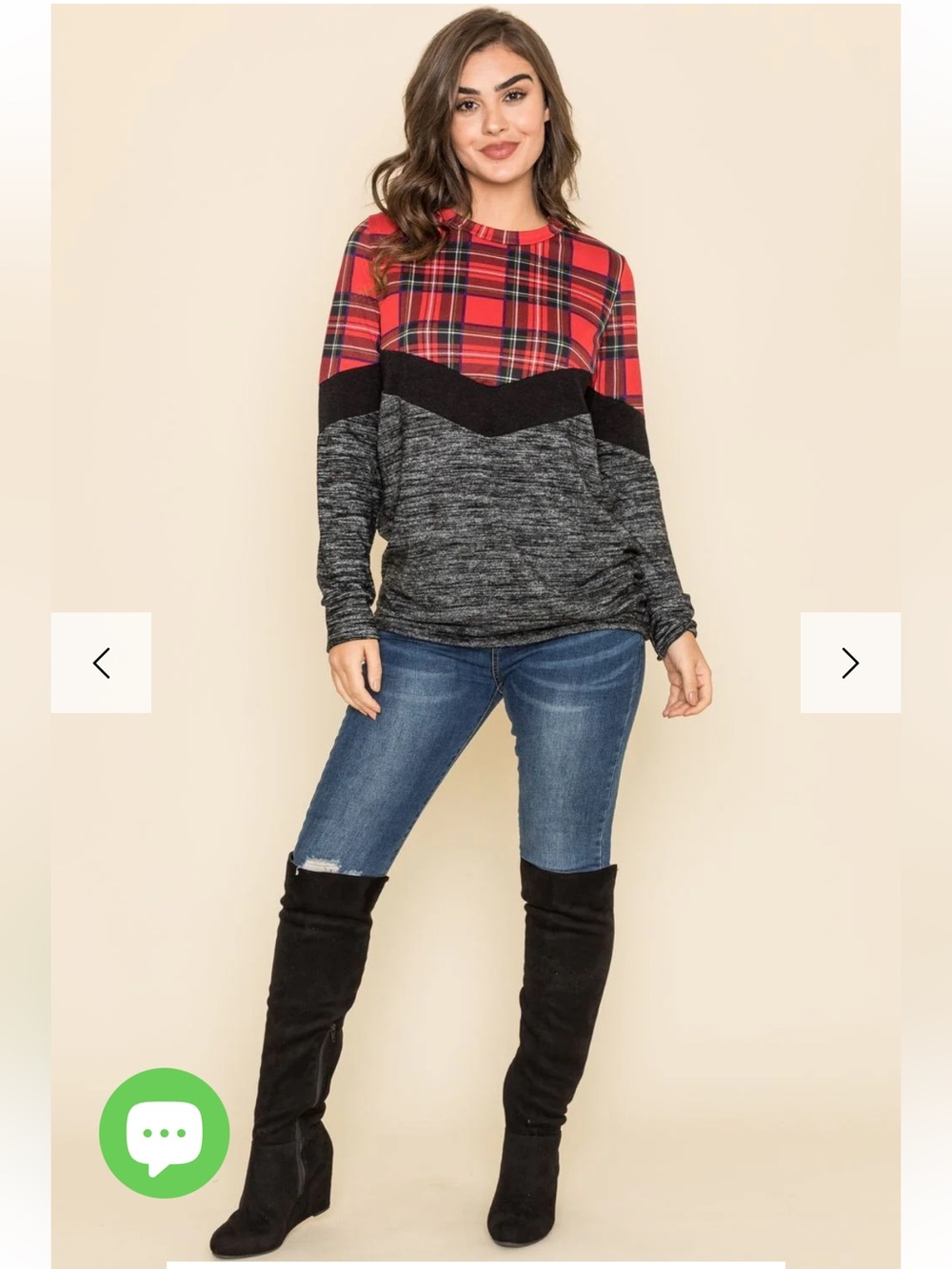 Red Plaid Chevron top